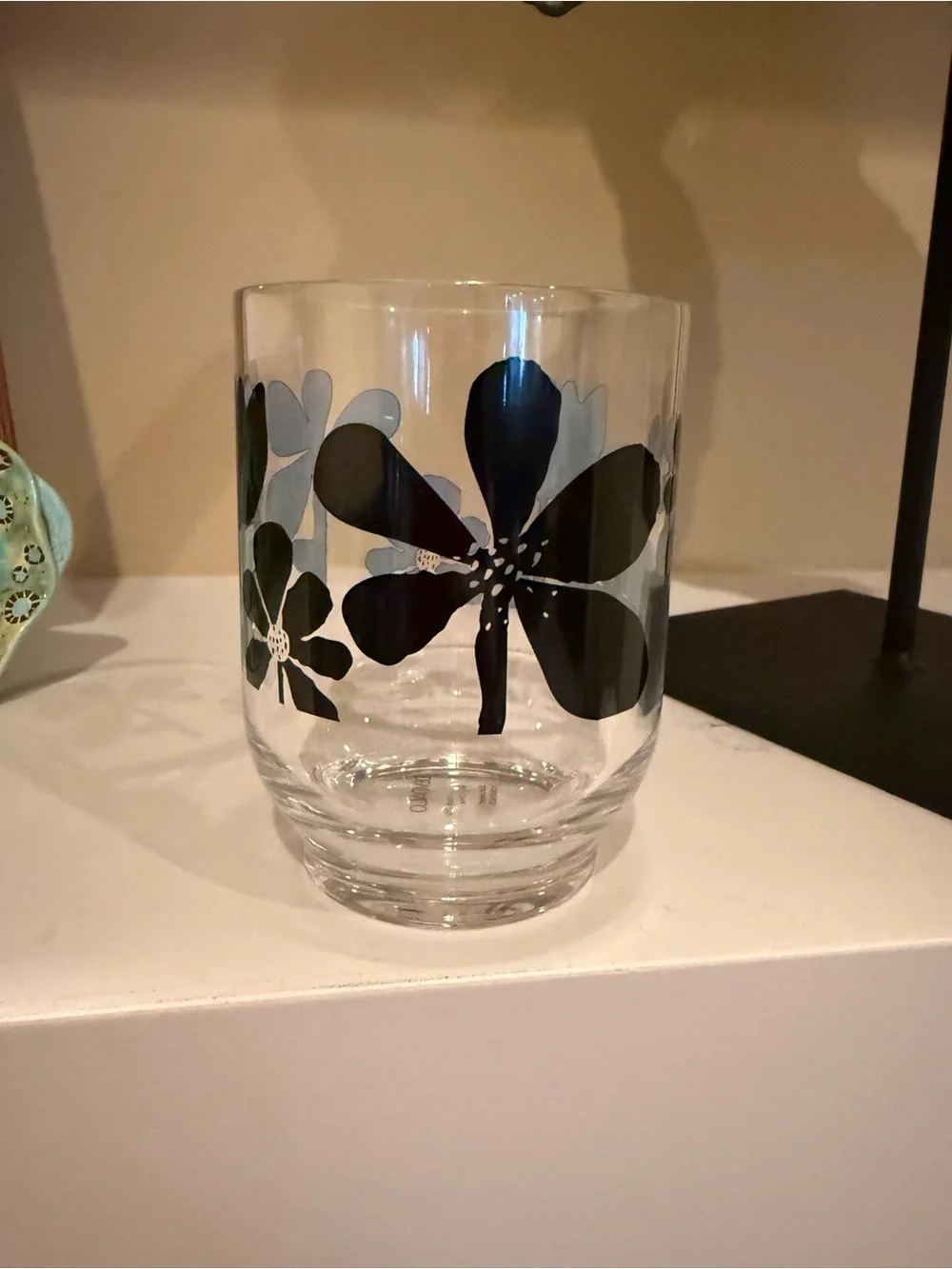 DEMDACO Clear Acrylic‎ Tumbler Black Floral Design 14oz, set of 4, NWT drinkware